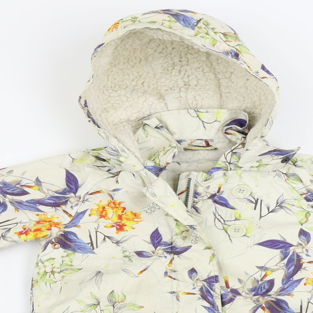 NEXT  Girls Beige Floral  Jacket Coat Size 4-5 Years