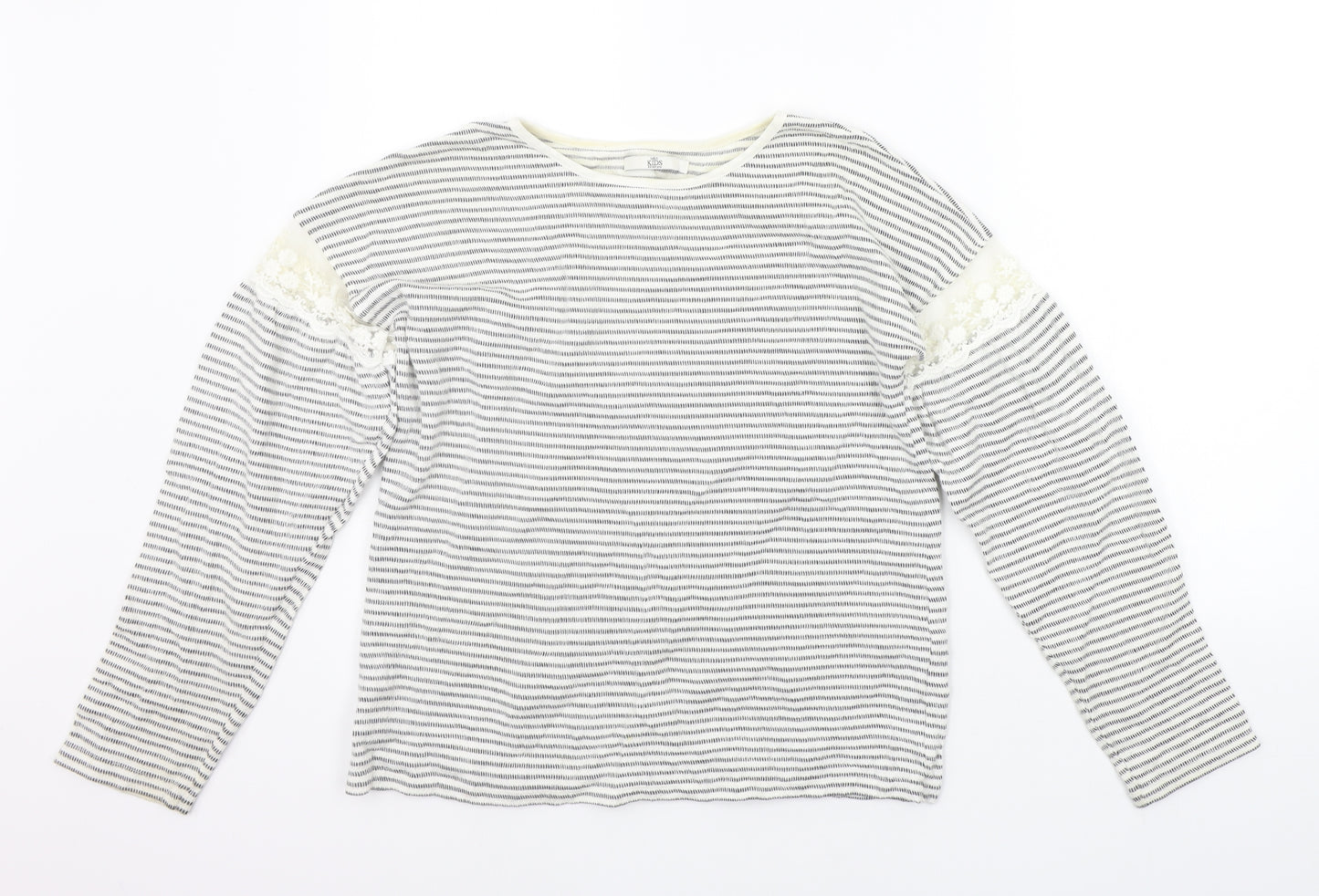 M&Co Girls White Striped  Pullover Jumper Size 12-13 Years