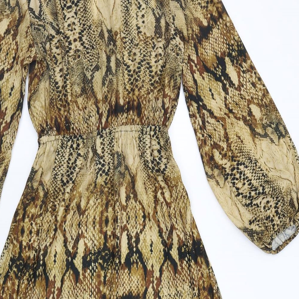 River Island Womens Beige Animal Print  A-Line  Size 8