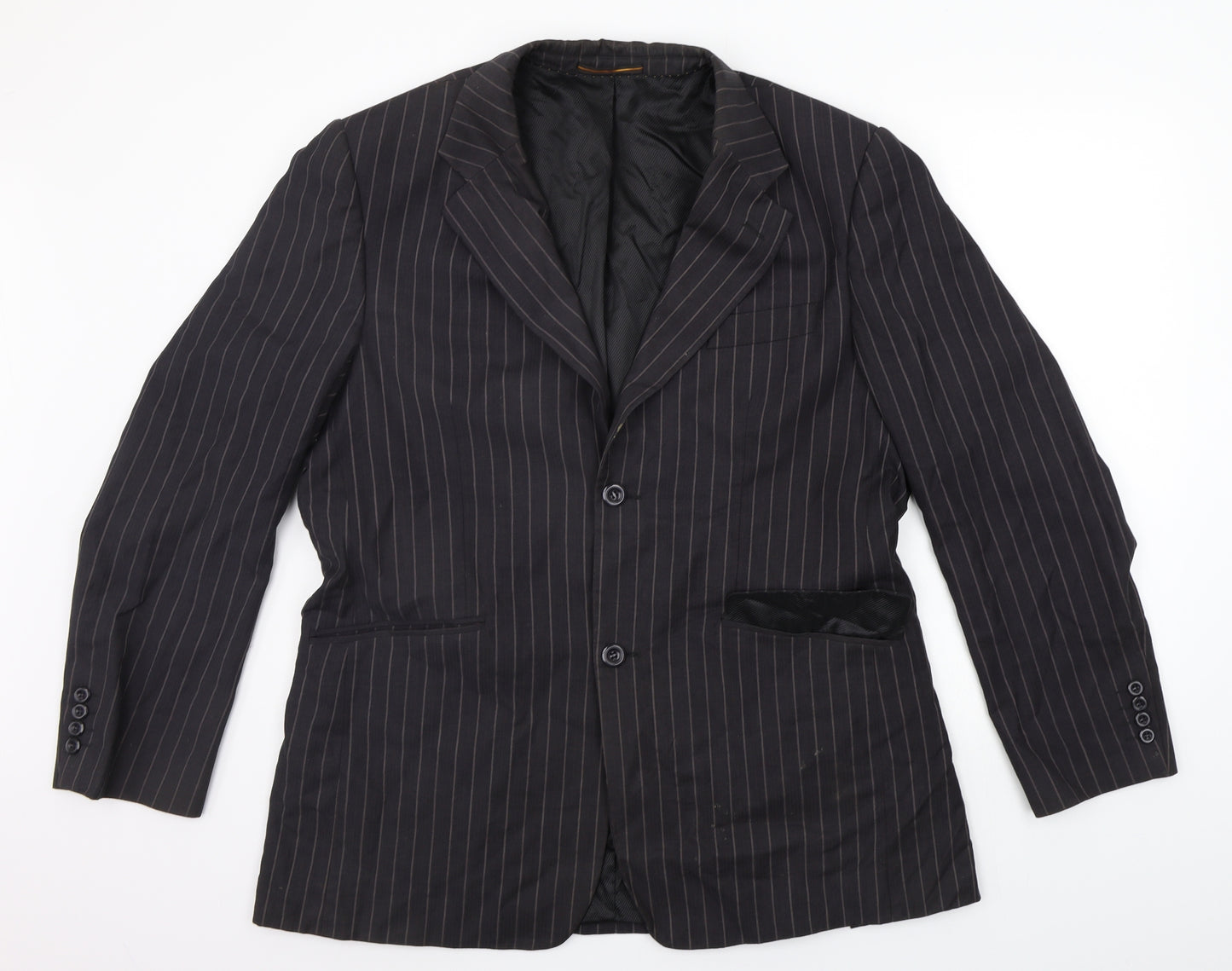 VOEUT Mens Grey Striped  Jacket Suit Jacket Size S
