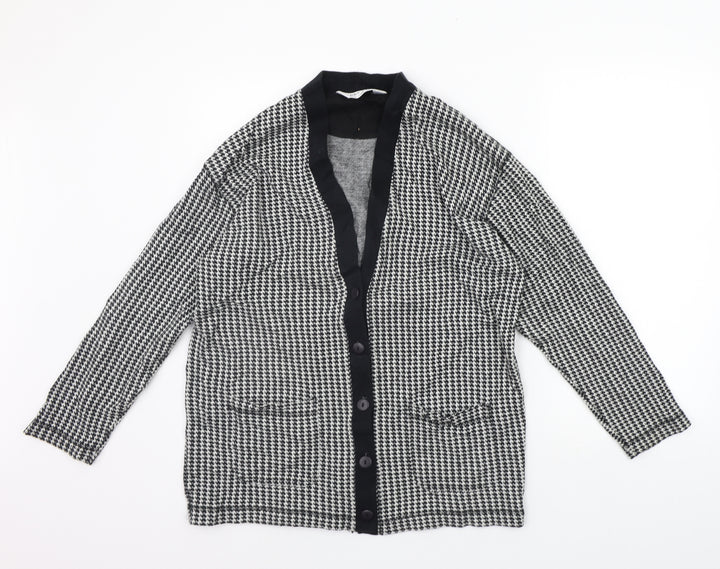BHS Womens Grey Geometric Cardigan Jumper Size 10