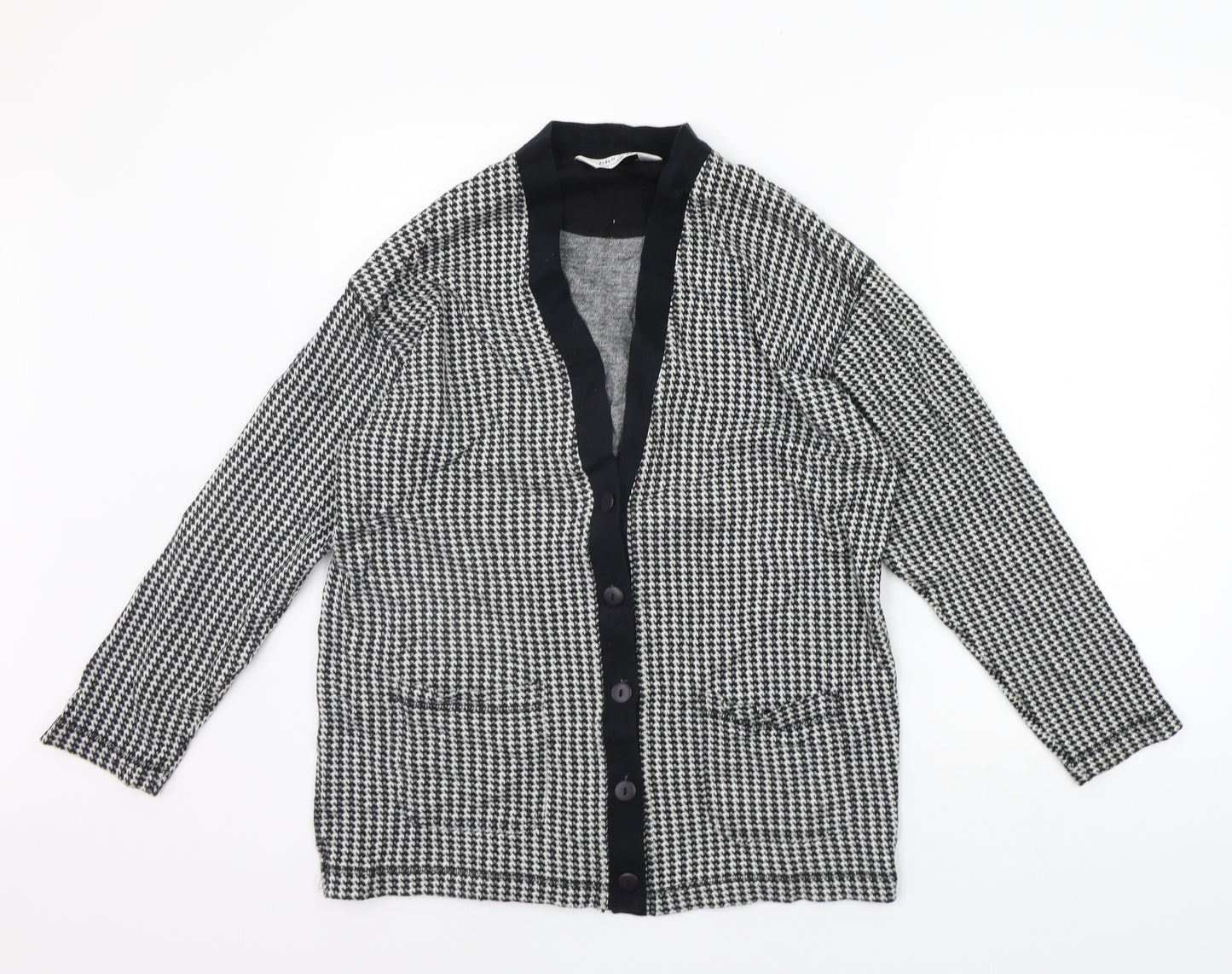 BHS Womens Grey Geometric  Cardigan Jumper Size 10