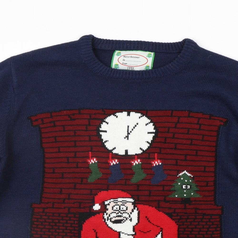 Ceader wood state Mens Blue Geometric  Pullover Jumper Size M  - CHRISTMAS