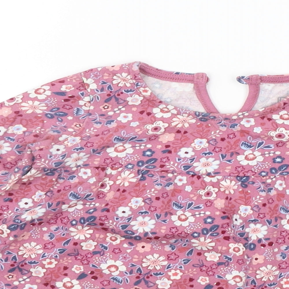 F&F Girls Purple Floral  Basic T-Shirt Size 6-9 Months