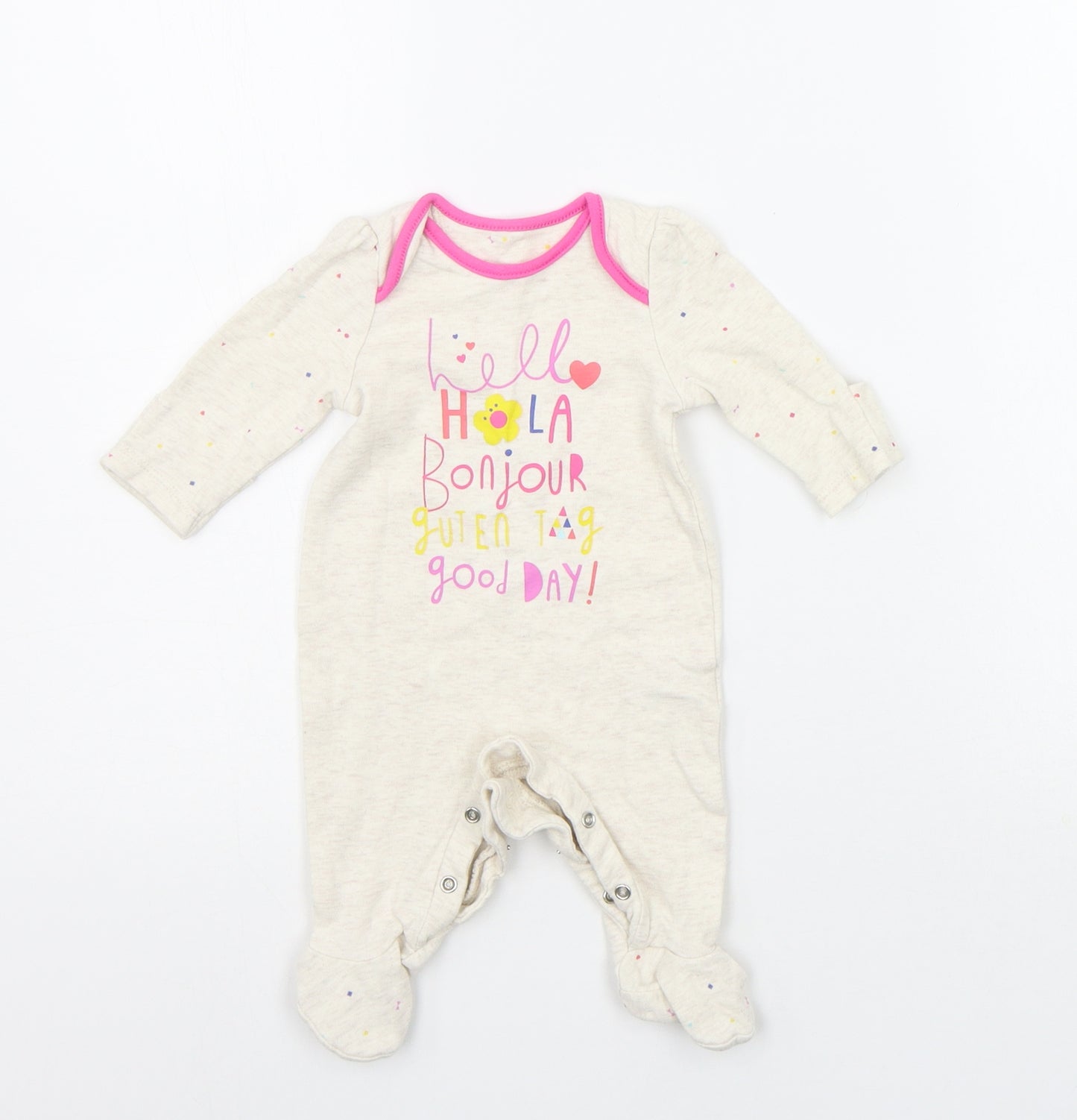 Mothercare Baby Beige Geometric  Babygrow One-Piece Size 0-3 Months