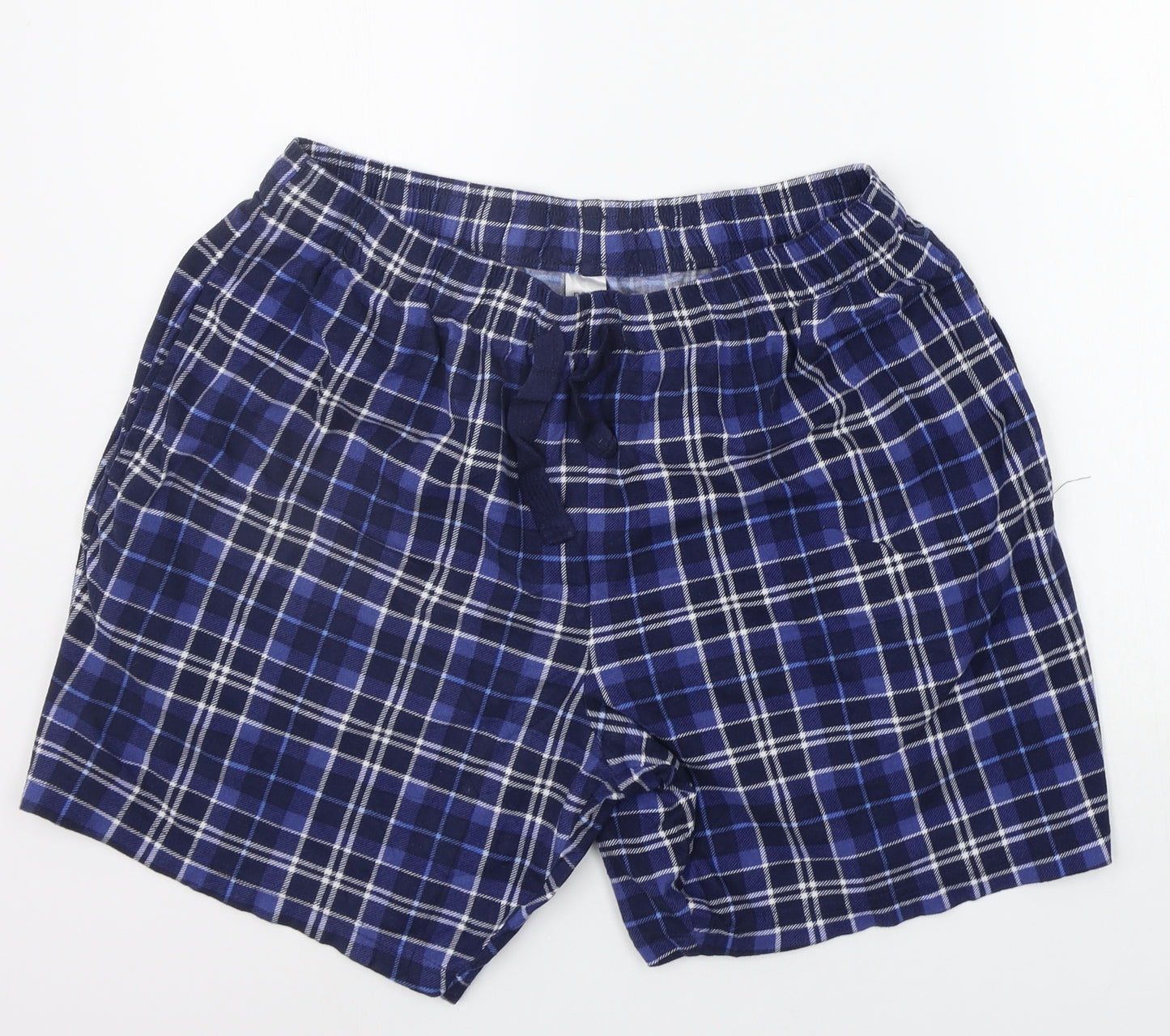 NEXT Mens Blue Check   Sleep Shorts Size L  - Elasticated Waist