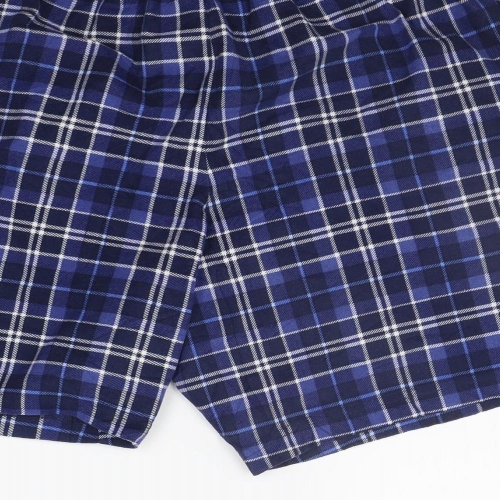 NEXT Mens Blue Check   Sleep Shorts Size L  - Elasticated Waist