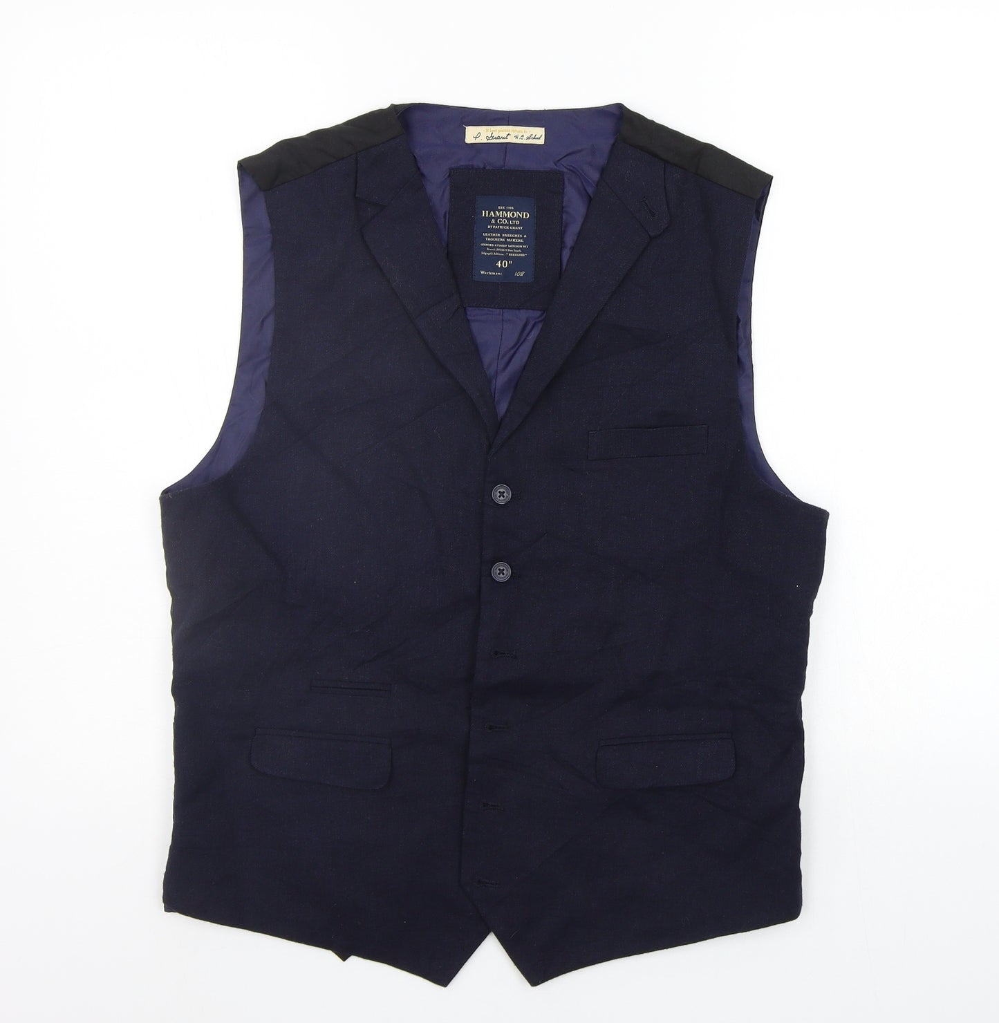 Hammond & CO Mens Blue   Jacket Suit Waistcoat Size S