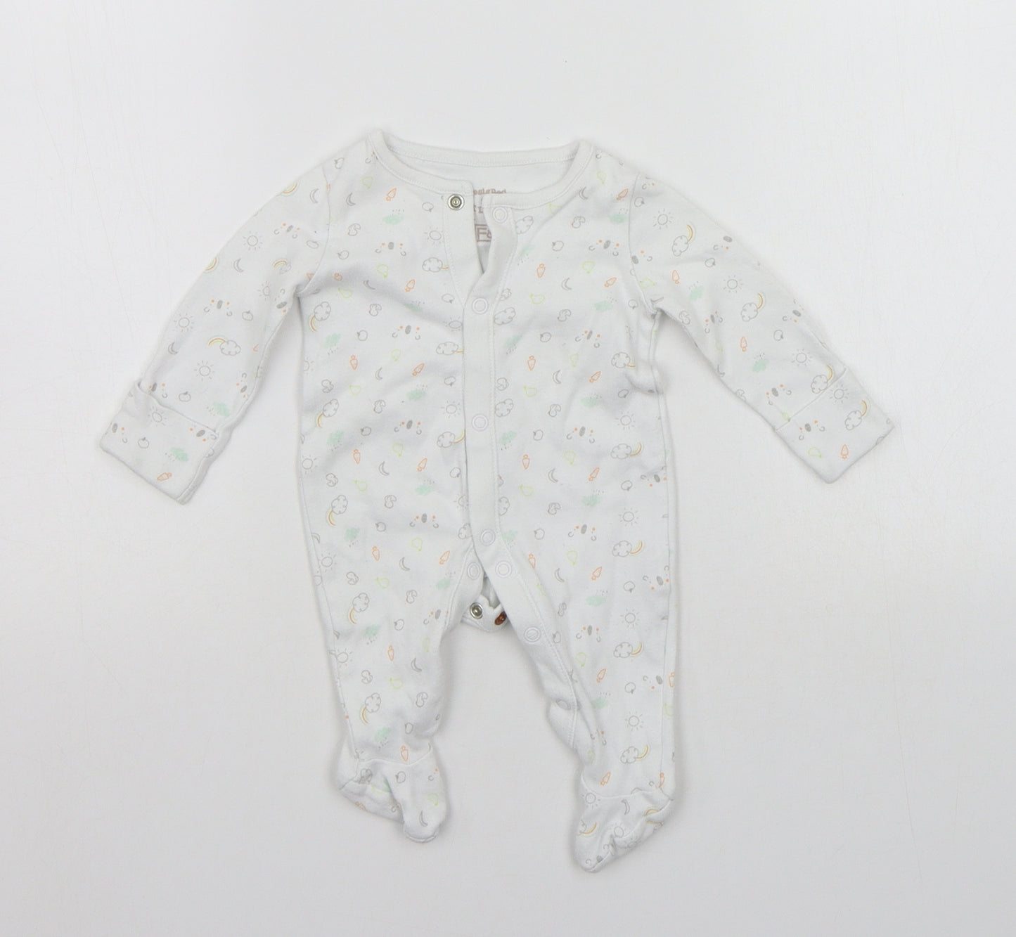 F&F Baby White Geometric  Babygrow One-Piece Size 0-3 Months