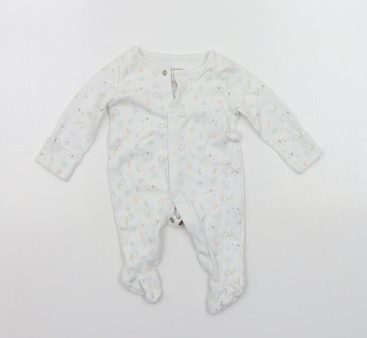 F&F Baby White Geometric  Babygrow One-Piece Size 0-3 Months