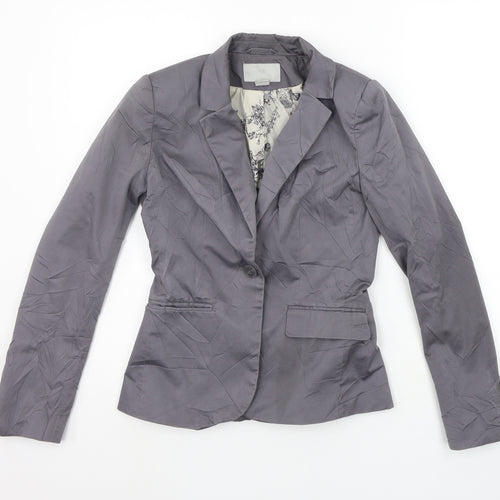 H&M Womens Grey Ikat  Jacket Blazer Size 6