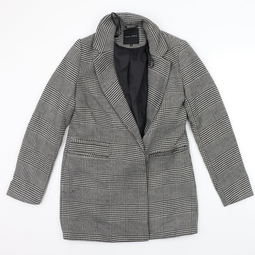 New Look Womens Black Check  Jacket Coat Size 8