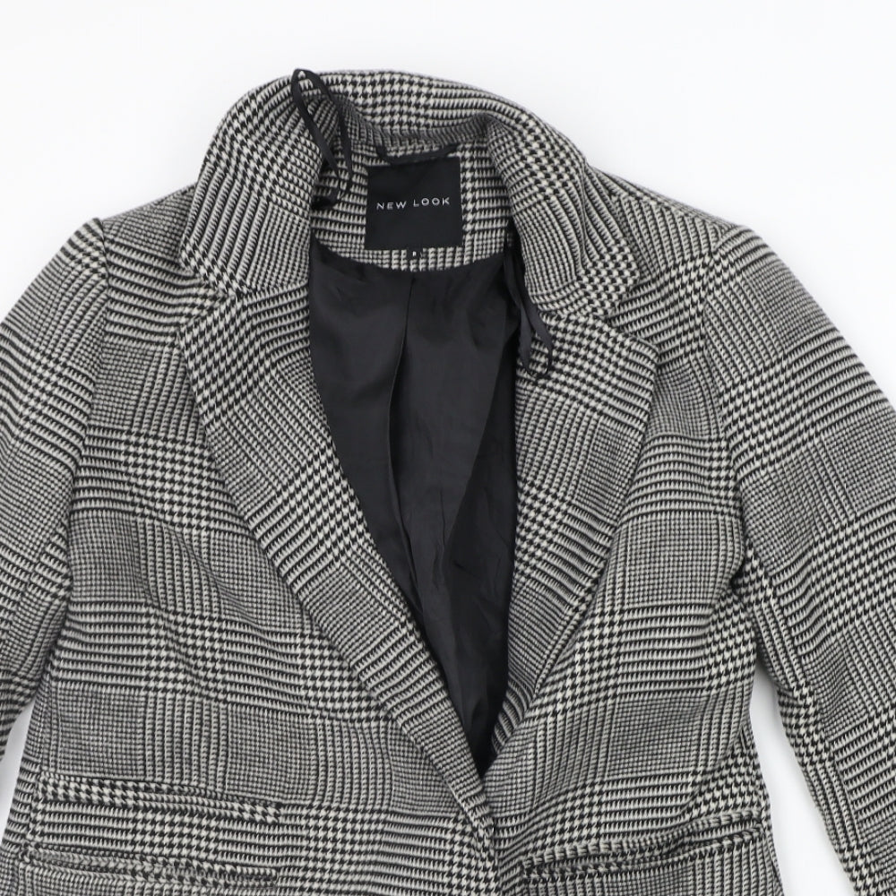 New Look Womens Black Check  Jacket Coat Size 8