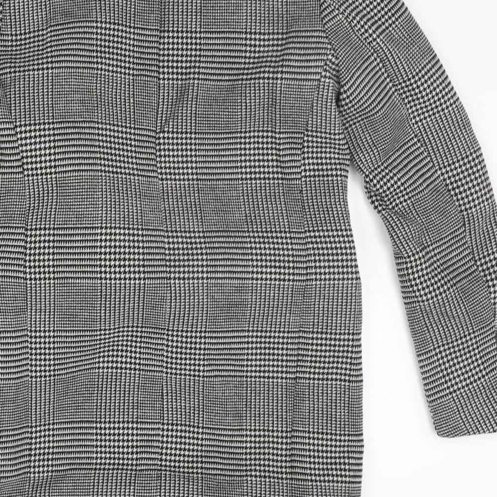 New Look Womens Black Check  Jacket Coat Size 8