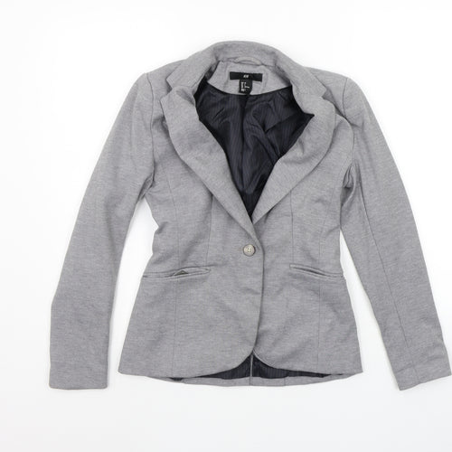 H&M Womens Grey Striped  Jacket Suit Jacket Size 6