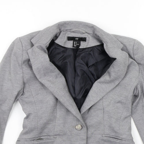 H&M Womens Grey Striped  Jacket Suit Jacket Size 6