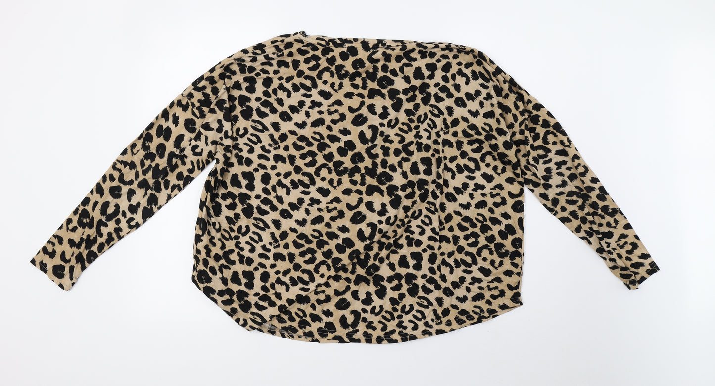 newlook Womens Brown Animal Print  Top Pyjama Top Size S