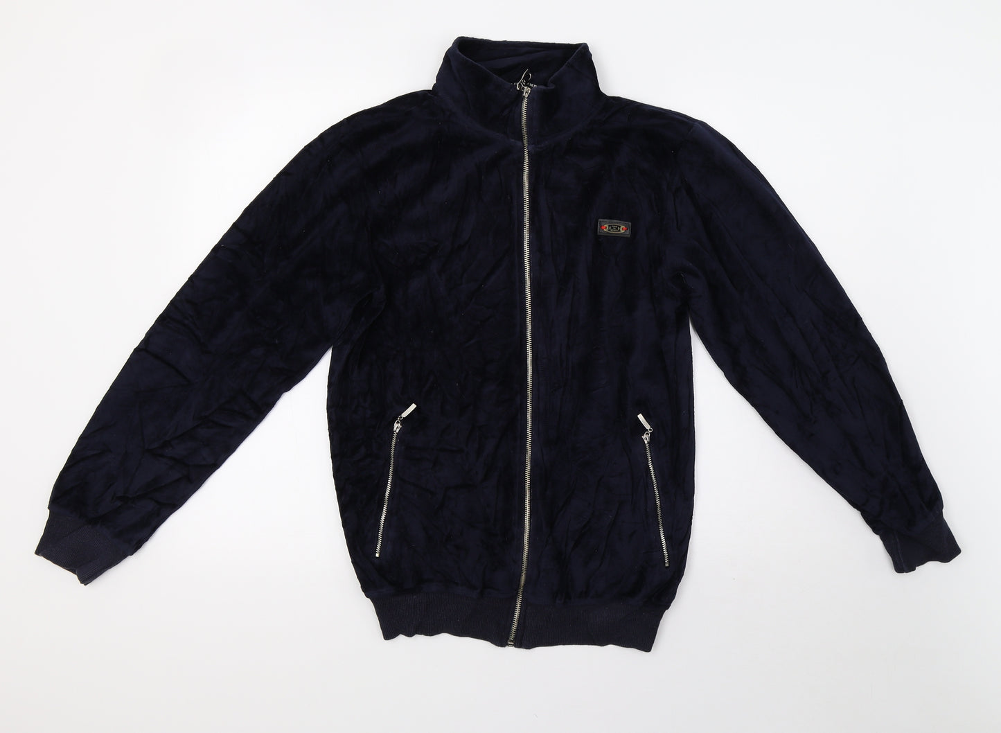 Time Is Money Womens Blue  Velvet Full Zip Sweatshirt Size L