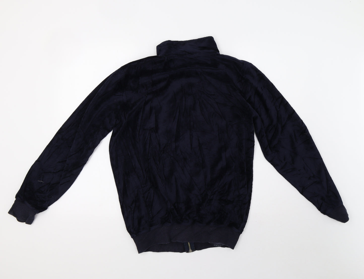 Time Is Money Womens Blue  Velvet Full Zip Sweatshirt Size L