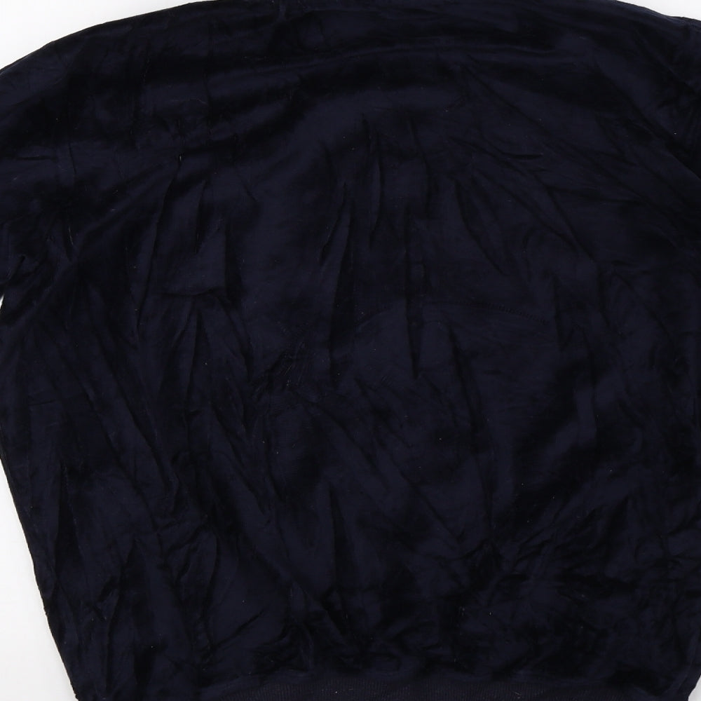 Time Is Money Womens Blue  Velvet Full Zip Sweatshirt Size L