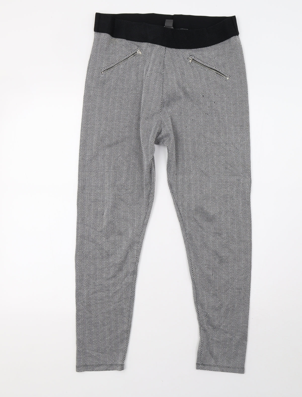 Primark Womens White Check  Trousers  Size 16 L28 in