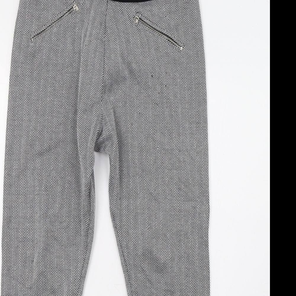Primark Womens White Check  Trousers  Size 16 L28 in