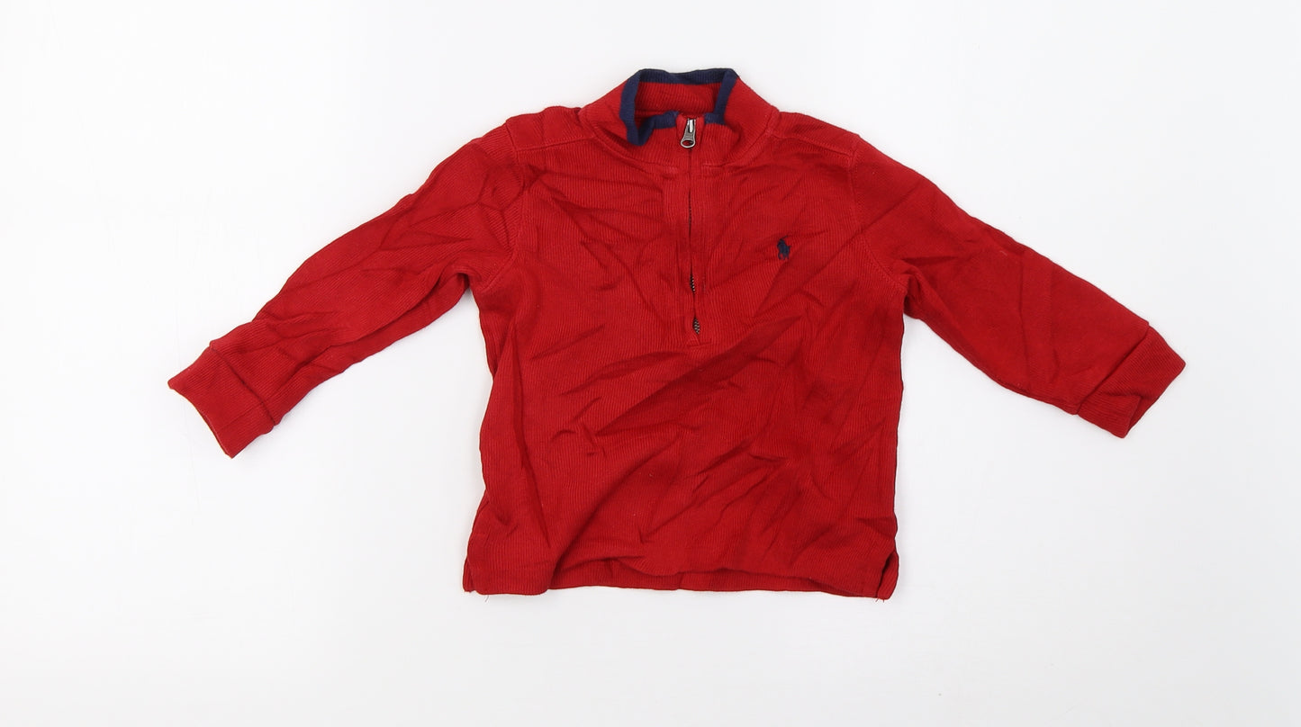 Ralph Lauren Boys Red  Knit Pullover Jumper Size 12-18 Months