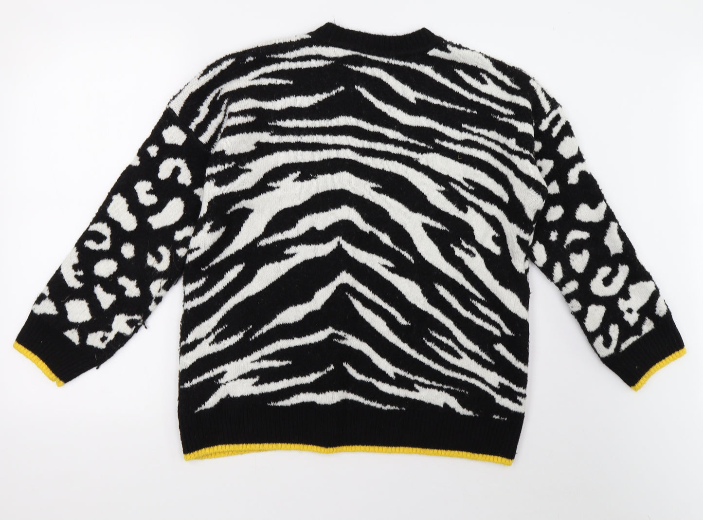 Marks and Spencer Womens White Animal Print Knit Pullover Sweatshirt Size M