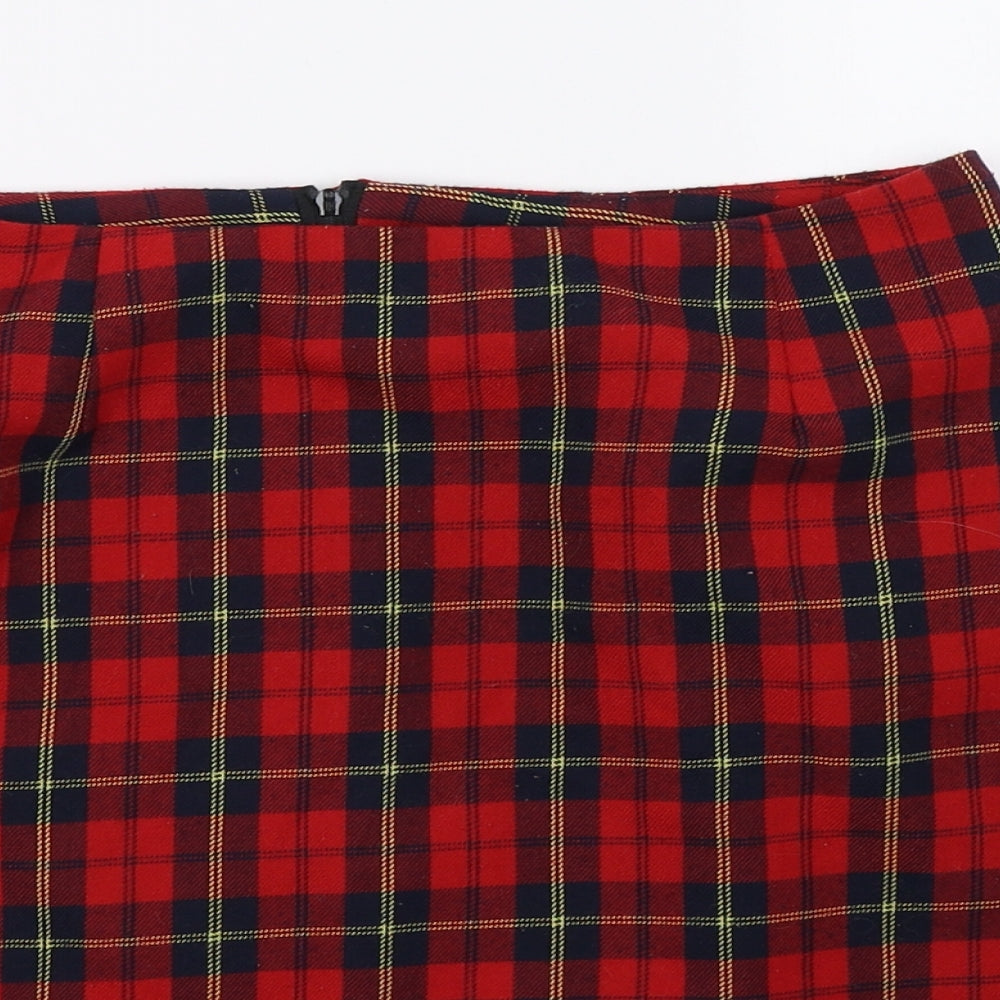 newlook Womens Red Check  A-Line Skirt Size 8