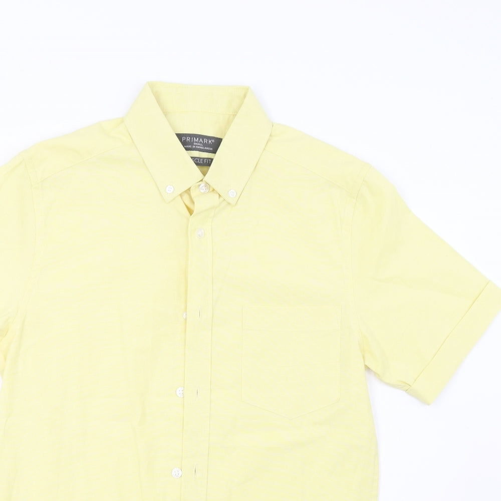 Primark Mens Yellow    Button-Up Size S