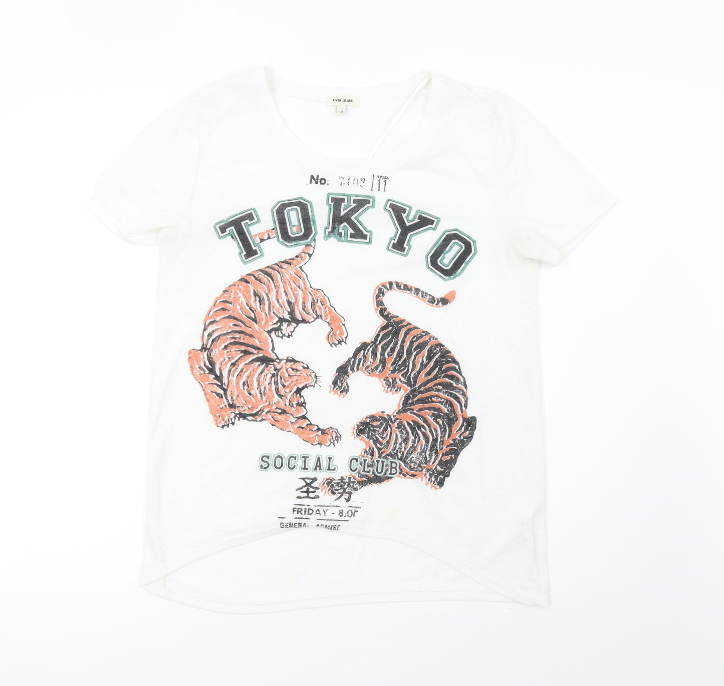 River Island Womens White   Basic T-Shirt Size 10