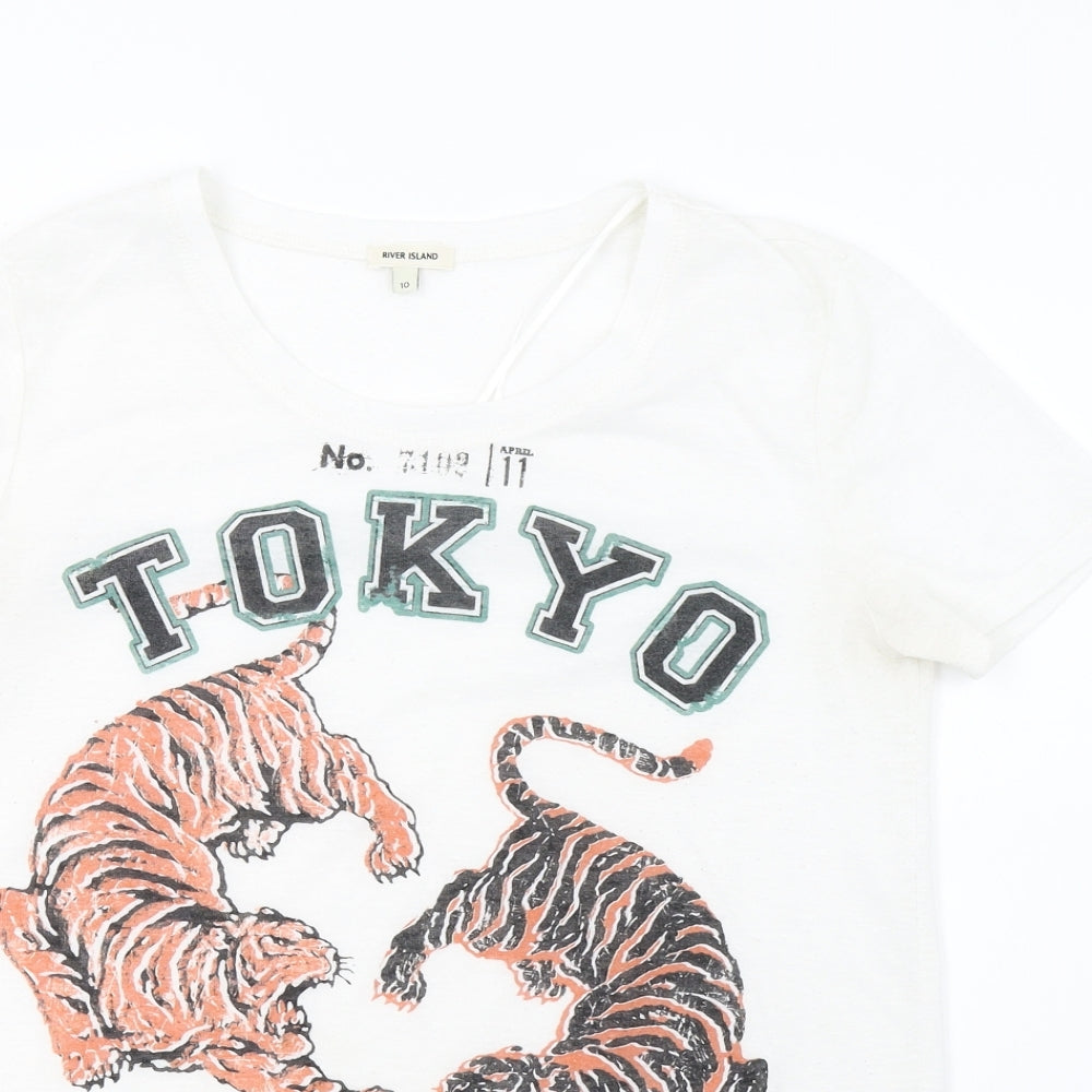 River Island Womens White   Basic T-Shirt Size 10