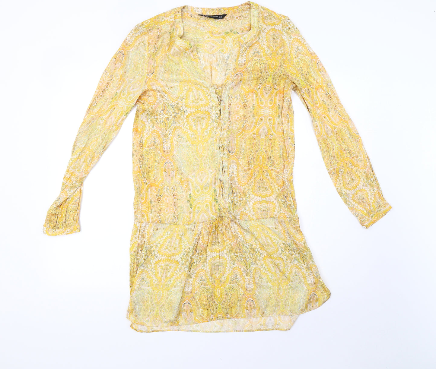 Zara Womens Yellow Geometric  A-Line  Size XS