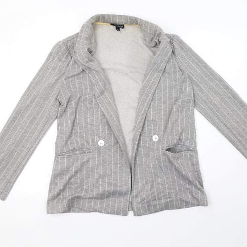 Topshop Womens Grey Striped  Jacket Blazer Size 8