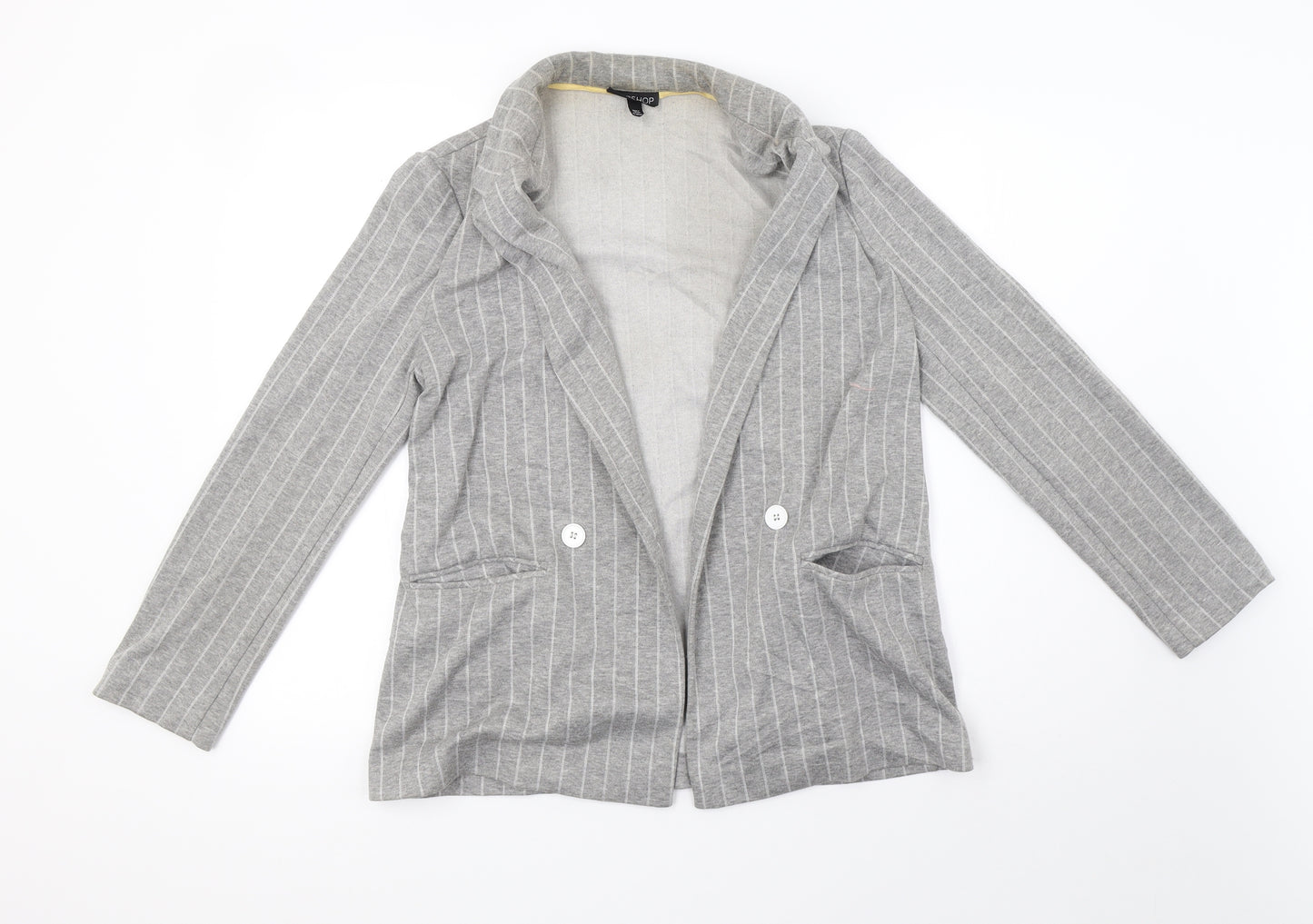 Topshop Womens Grey Striped  Jacket Blazer Size 8