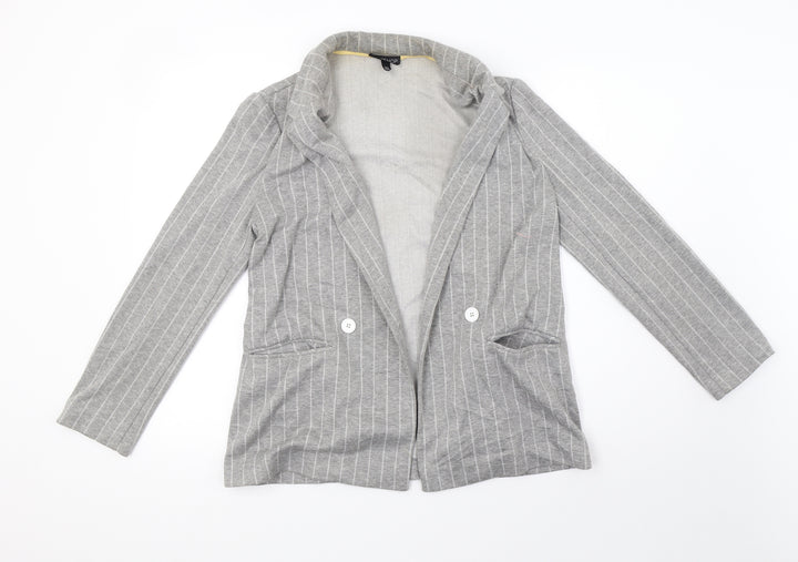 Topshop Womens Grey Striped  Jacket Blazer Size 8