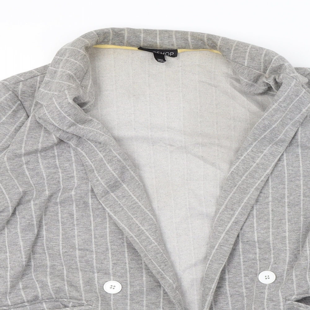 Topshop Womens Grey Striped  Jacket Blazer Size 8