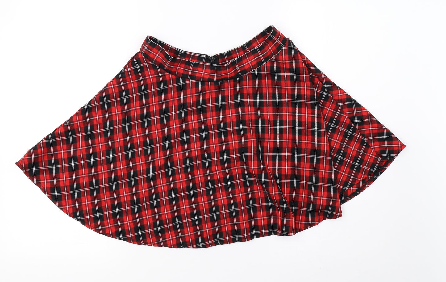 SheIn Womens Red Check  A-Line Skirt Size M
