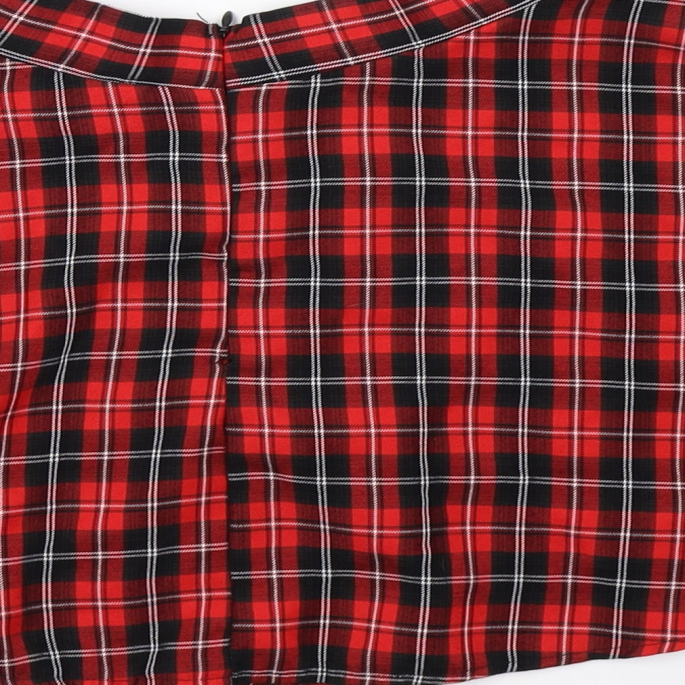 SheIn Womens Red Check  A-Line Skirt Size M