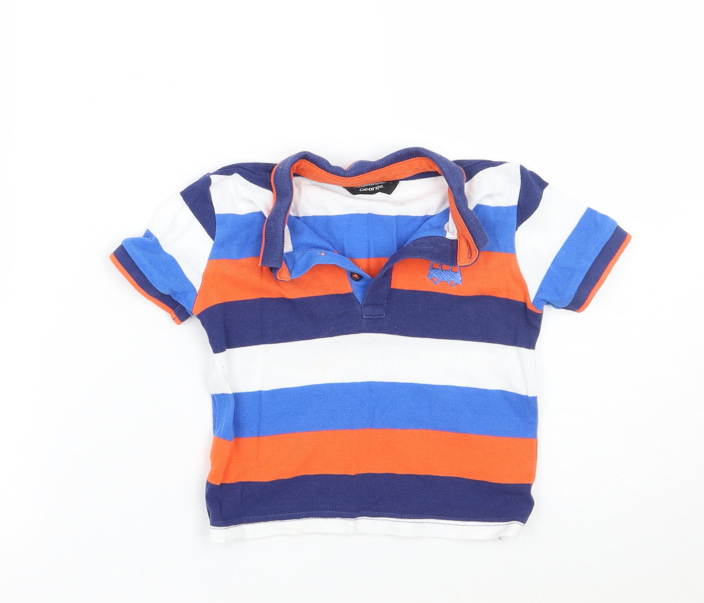 George Boys White Striped  Basic Polo Size 2 Years
