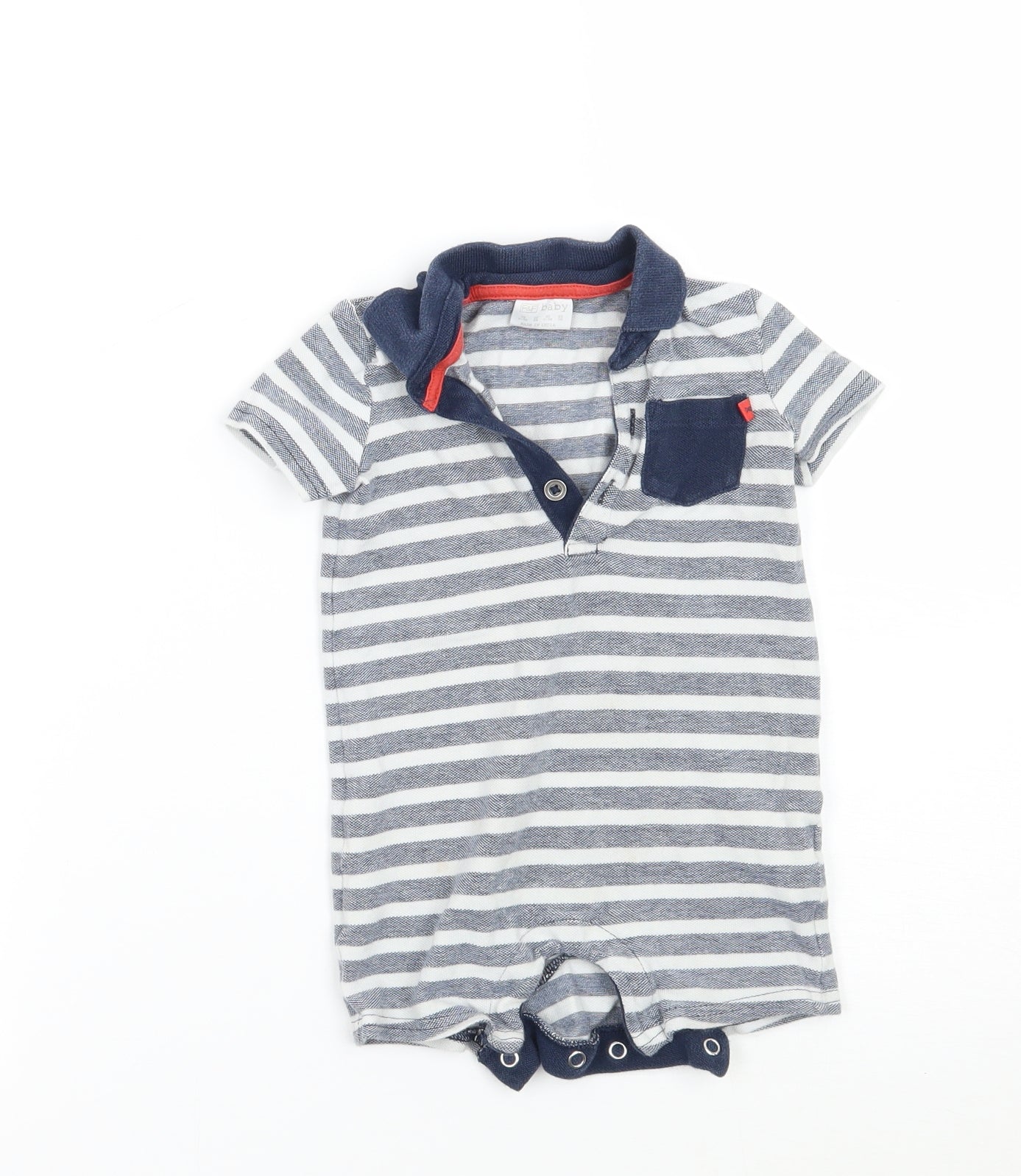 F&F Baby White Striped  Babygrow One-Piece Size 6-9 Months