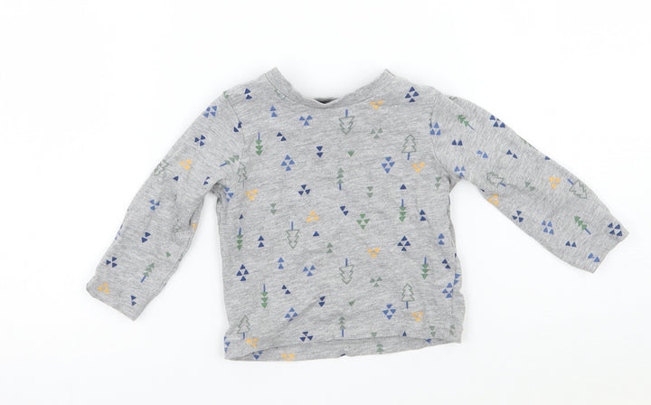 TU Boys Grey Geometric  Basic T-Shirt Size 3-6 Months