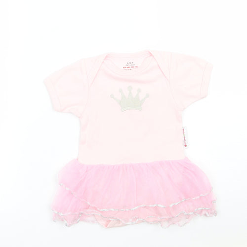 Beauty And The Bib Girls Pink   Babygrow One-Piece Size 6-9 Months