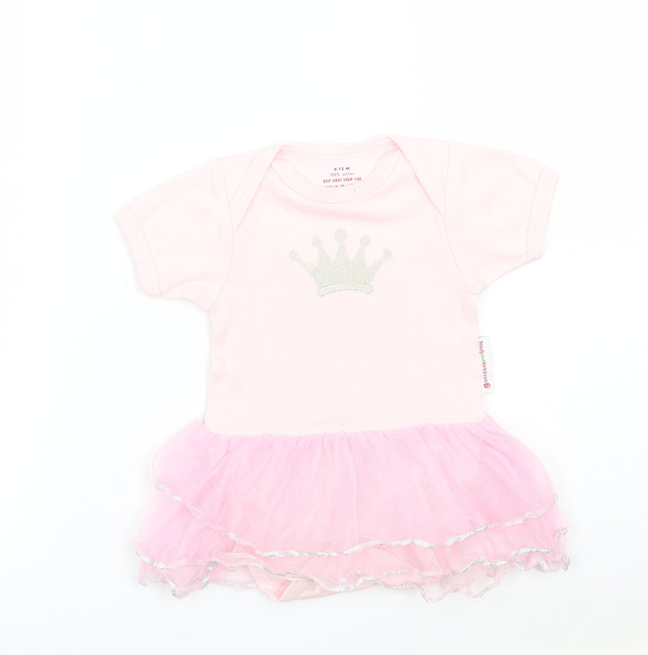 Beauty And The Bib Girls Pink   Babygrow One-Piece Size 6-9 Months