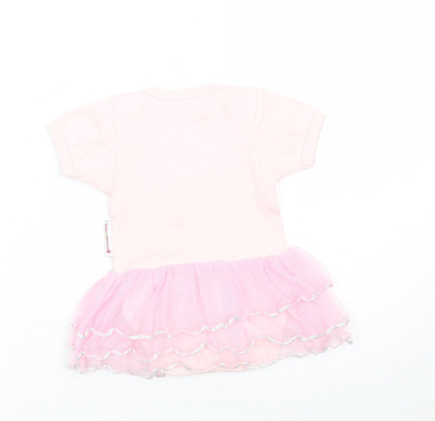 Beauty And The Bib Girls Pink   Babygrow One-Piece Size 6-9 Months