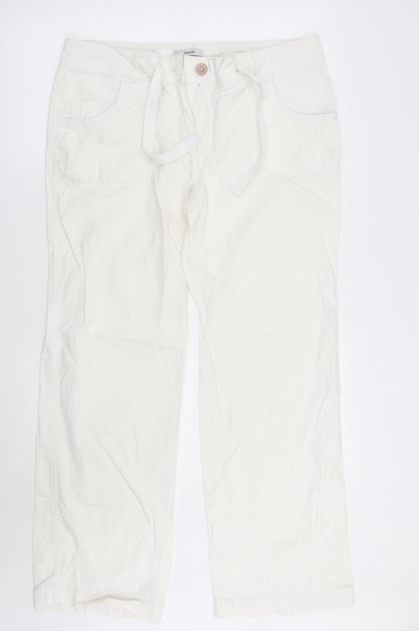 George Womens White   Trousers  Size 14 L28 in