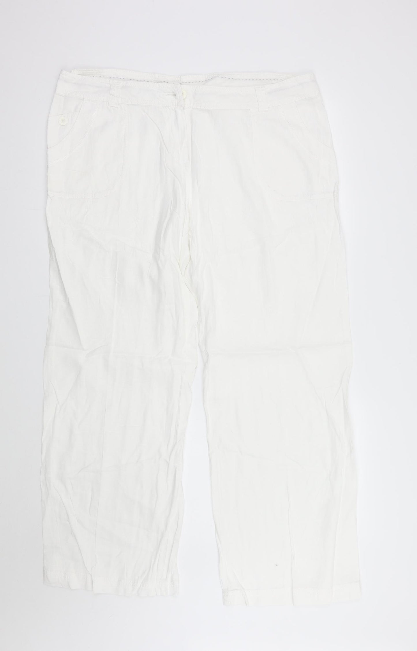 Marks and Spencer Womens White   Trousers  Size 18 L29 in