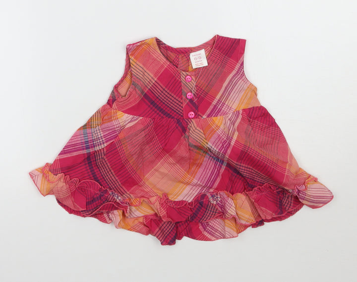 Baby time Girls Pink Check  A-Line  Size 6-9 Months