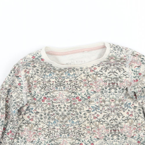 NEXT Girls Beige Floral  Basic T-Shirt Size 2-3 Years