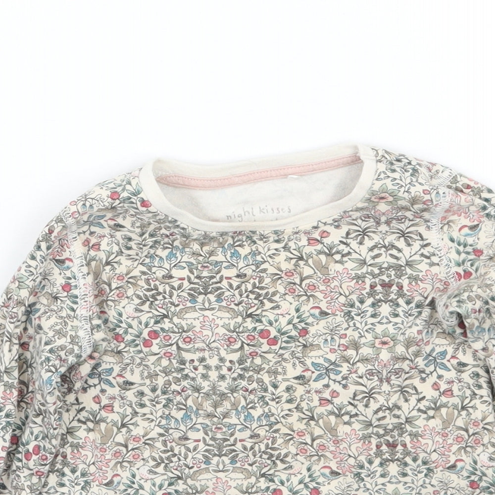NEXT Girls Beige Floral  Basic T-Shirt Size 2-3 Years